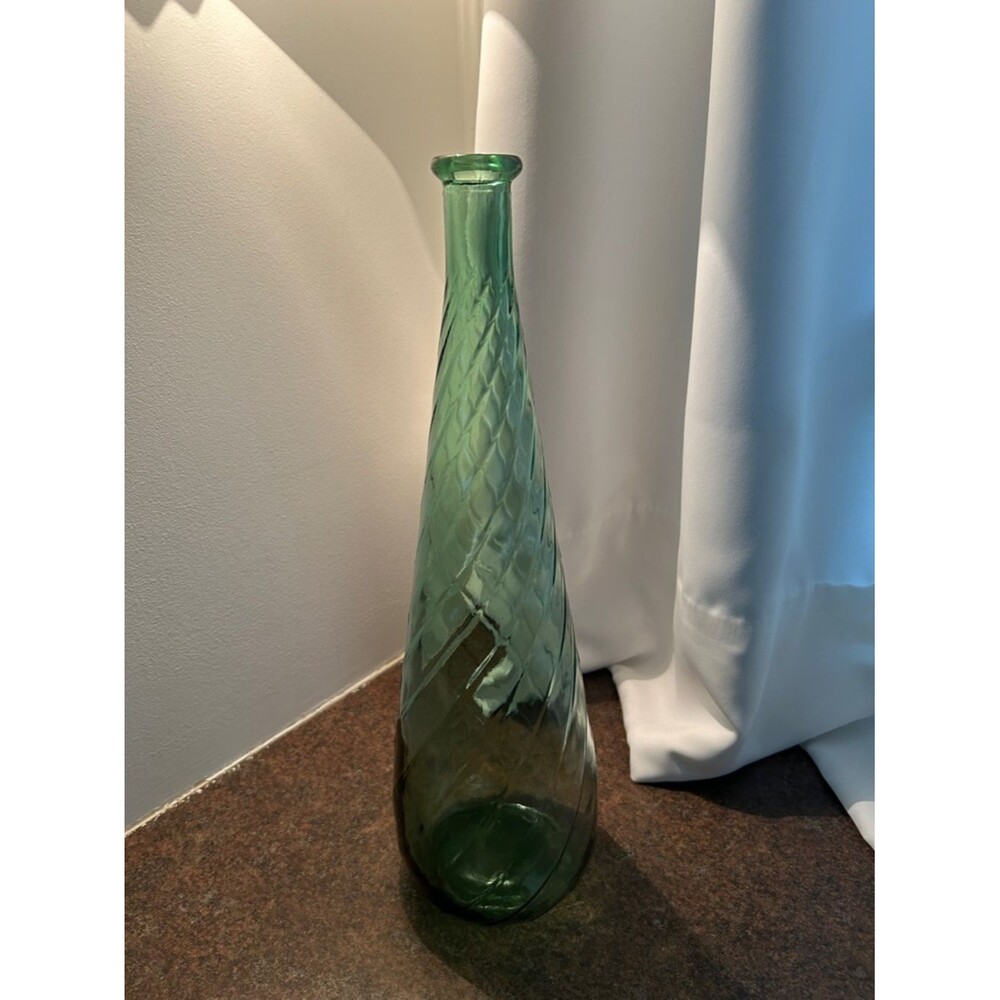 Green Textured Glass Genie Bottle H 16 in Diameter 4 in